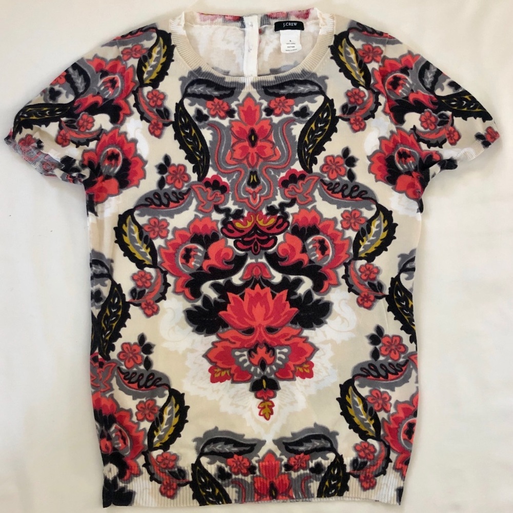 J. Crew | Damask Print Crew Neck Sweater NWOT